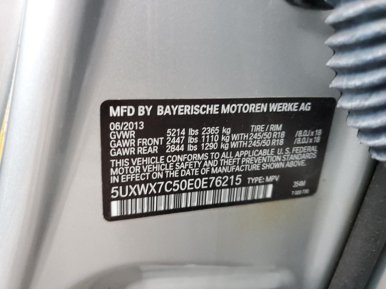 VIN 5UXWX7C50E0E76215 2014 BMW X3 no.13