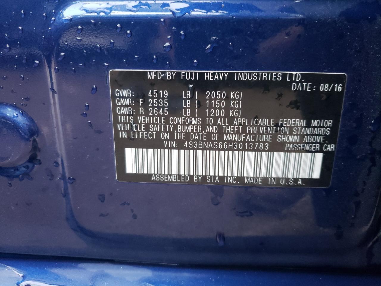 2017 Subaru Legacy Sport VIN: 4S3BNAS66H3013783 Lot: 82596054