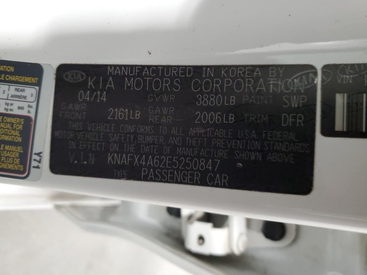 2014 Kia Forte Lx VIN: KNAFX4A62E5250847 Lot: 79110954