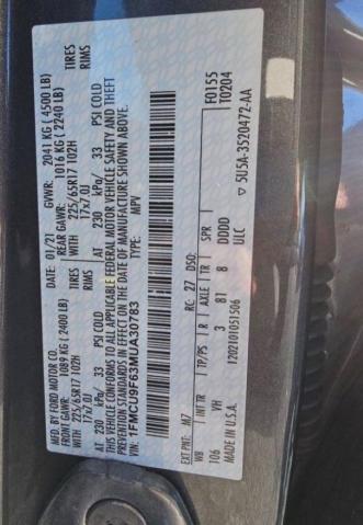 1FMCU9F63MUA30783 Ford Escape S 10