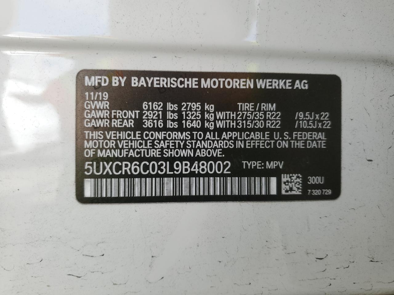 2020 BMW X5 xDrive40I VIN: 5UXCR6C03L9B48002 Lot: 81085854