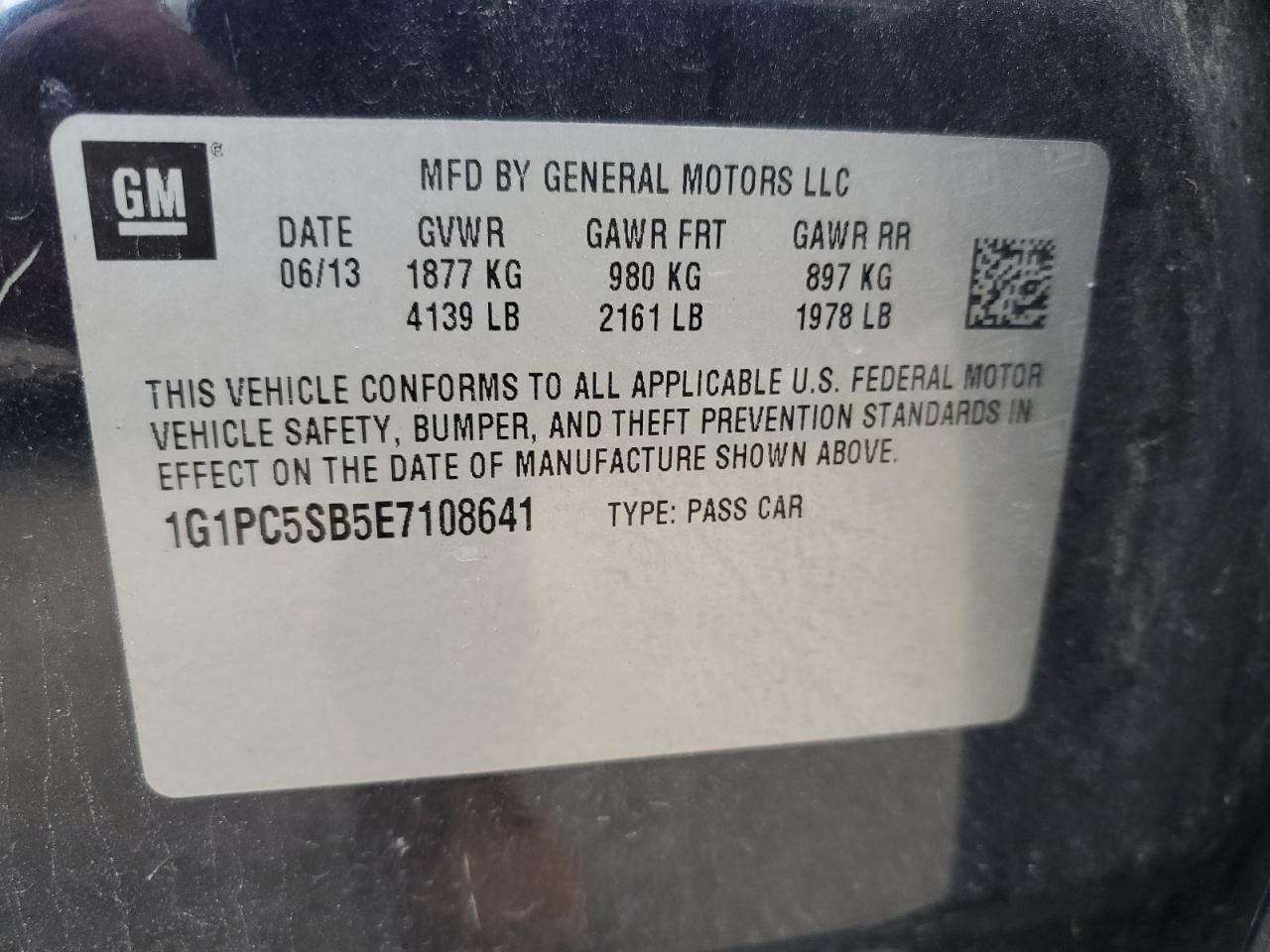 VIN 1G1PC5SB5E7108641 2014 CHEVROLET CRUZE no.12