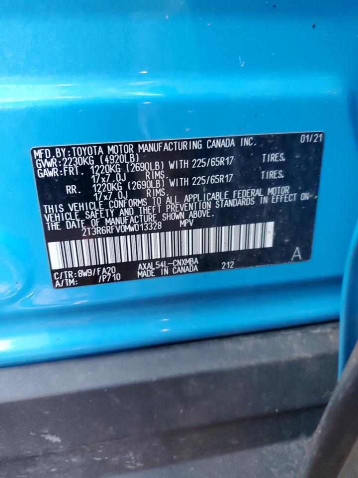 VIN 2T3R6RFV0MW013328 2021 TOYOTA RAV4 no.13