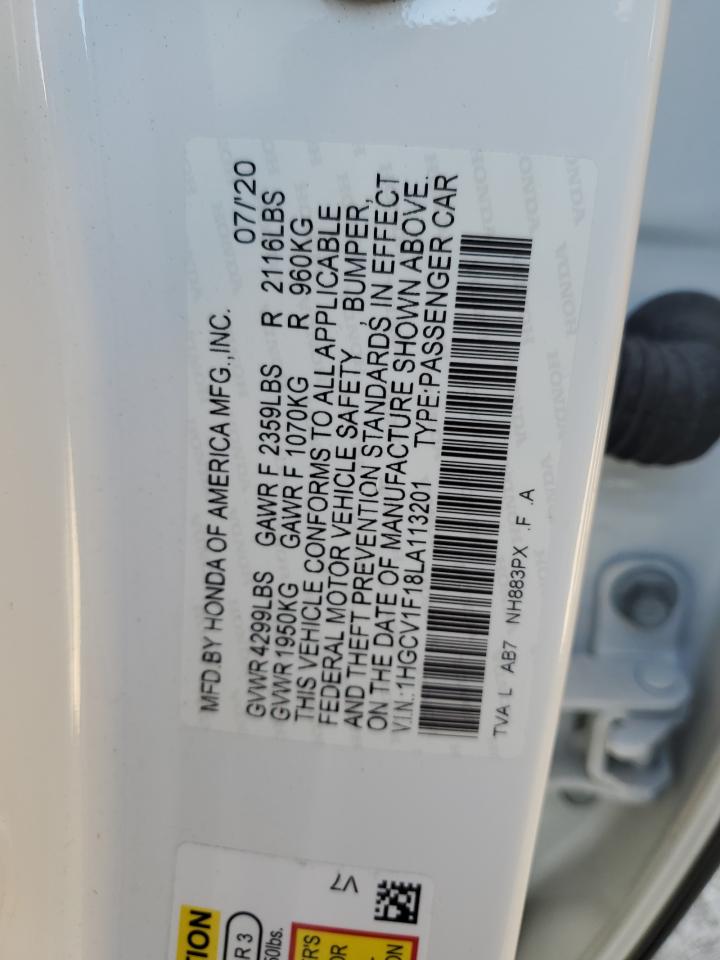 1HGCV1F18LA113201 2020 HONDA ACCORD - Image 13