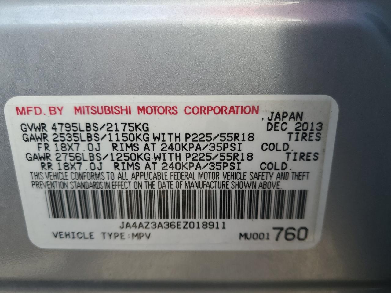 2014 Mitsubishi Outlander Se VIN: JA4AZ3A36EZ018911 Lot: 82312294