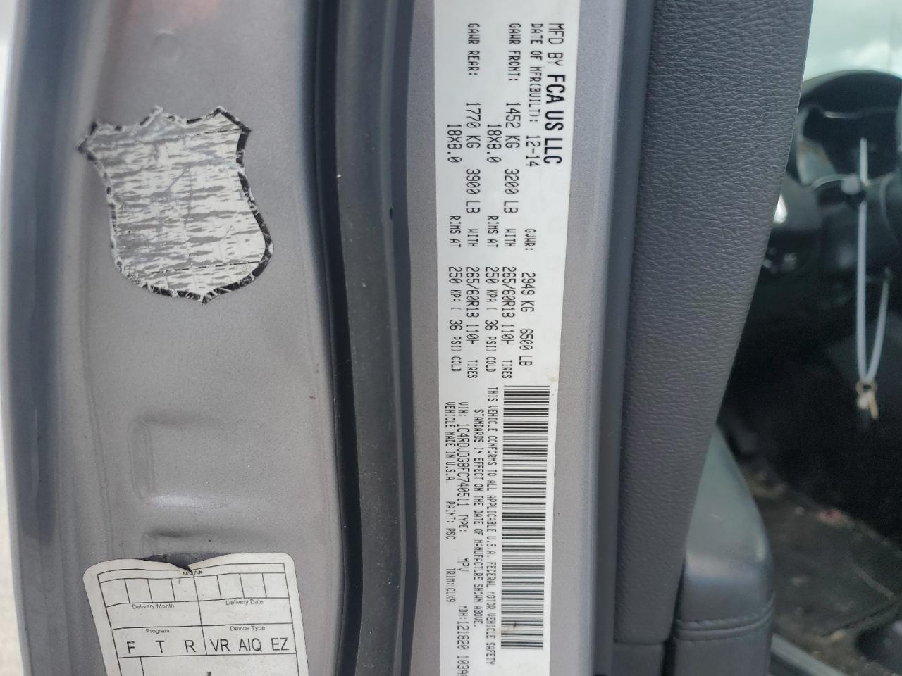 2015 Dodge Durango Limited VIN: 1C4RDJDG8FC740511 Lot: 77651344