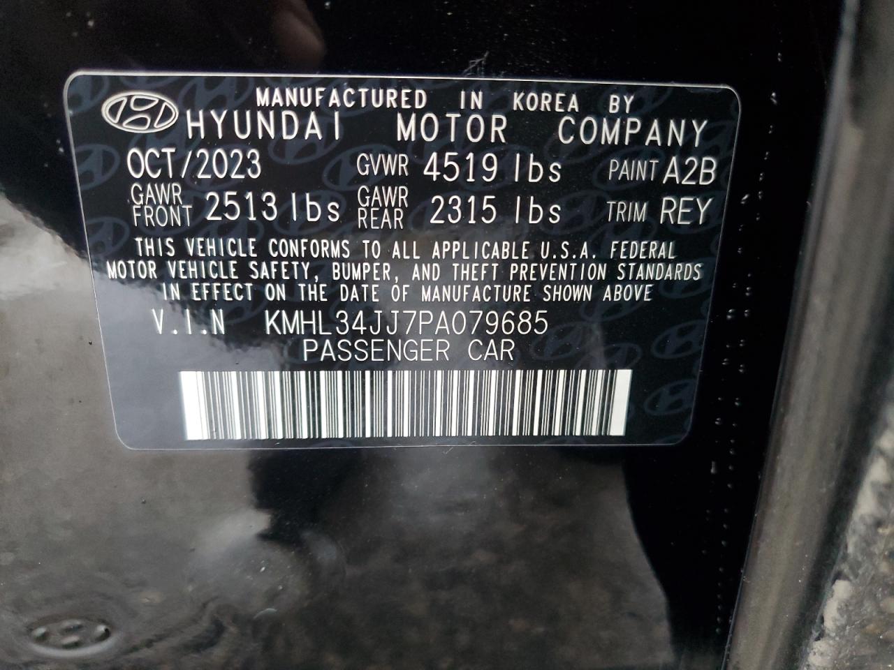 2023 Hyundai Sonata Hybrid VIN: KMHL34JJ7PA079685 Lot: 76360974