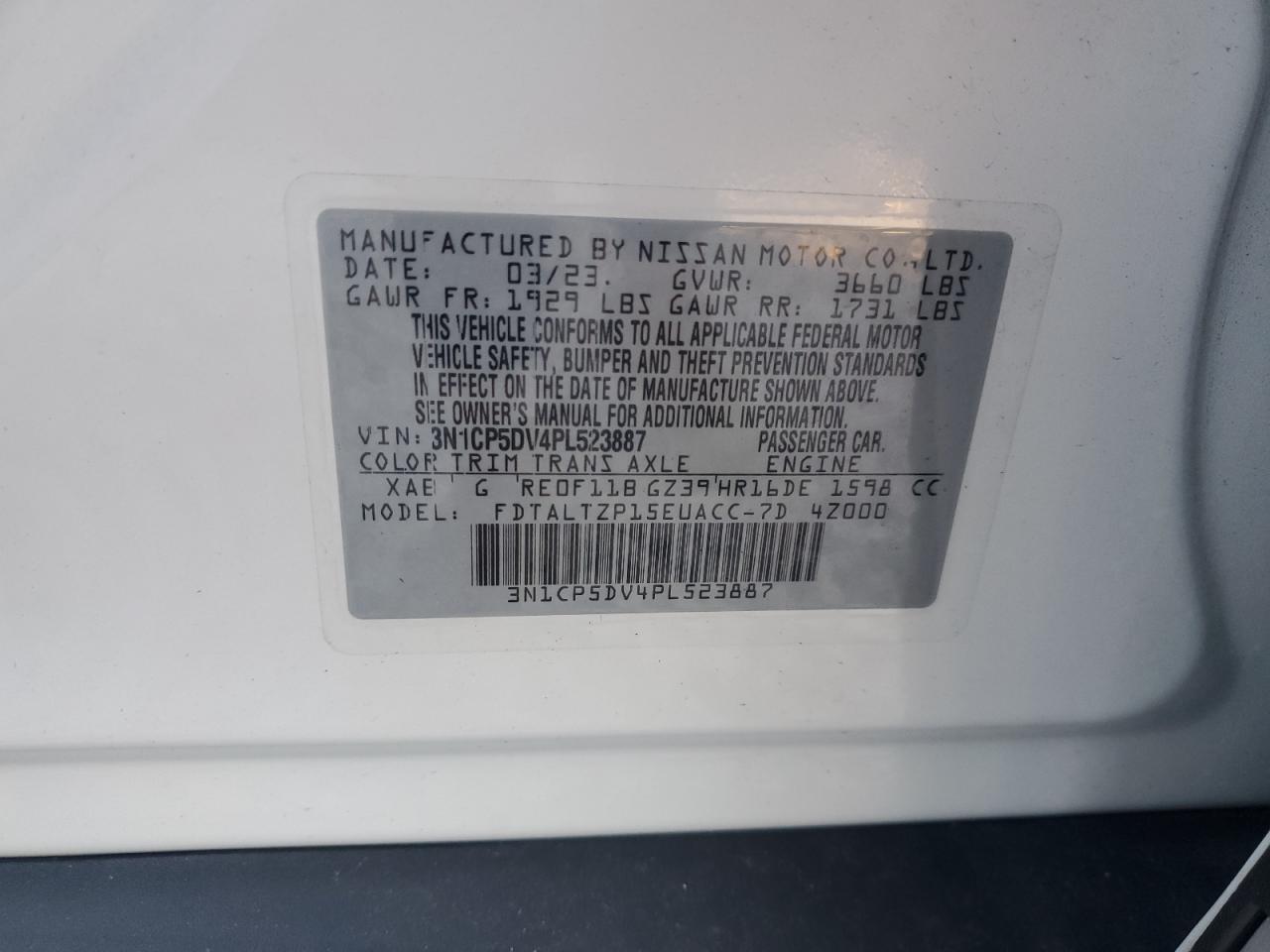 VIN 3N1CP5DV4PL523887 2023 NISSAN KICKS no.12