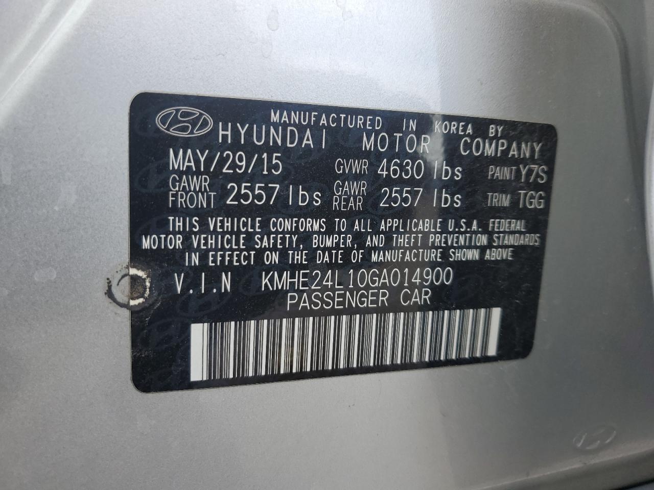 2016 Hyundai Sonata Hybrid VIN: KMHE24L10GA014900 Lot: 82395084