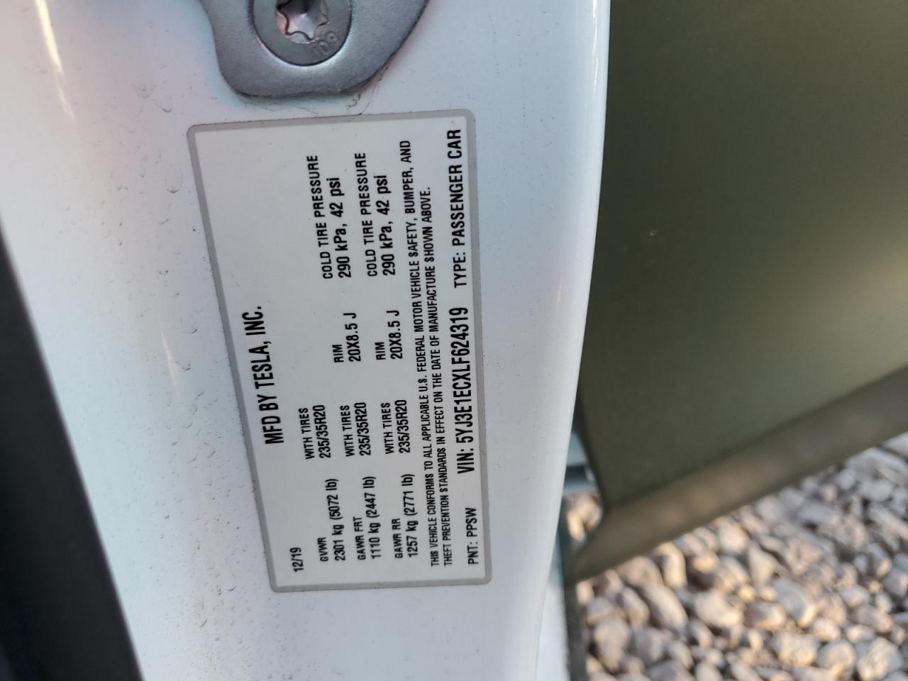 VIN 5YJ3E1ECXLF624319 2020 TESLA MODEL 3 no.12