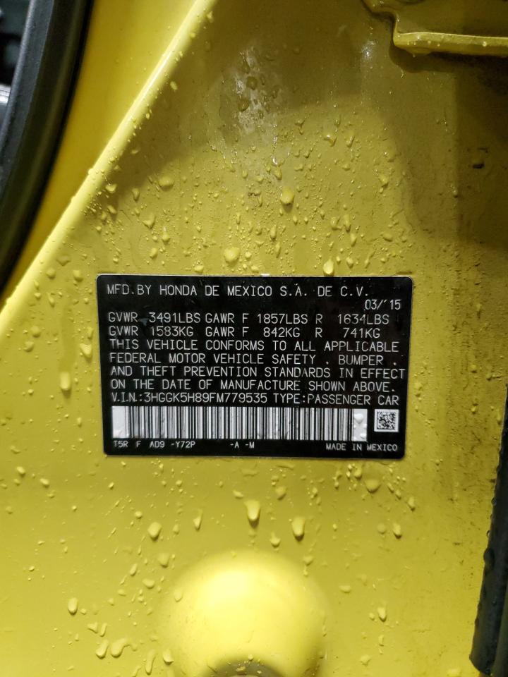 2015 Honda Fit Ex VIN: 3HGGK5H89FM779535 Lot: 80323364