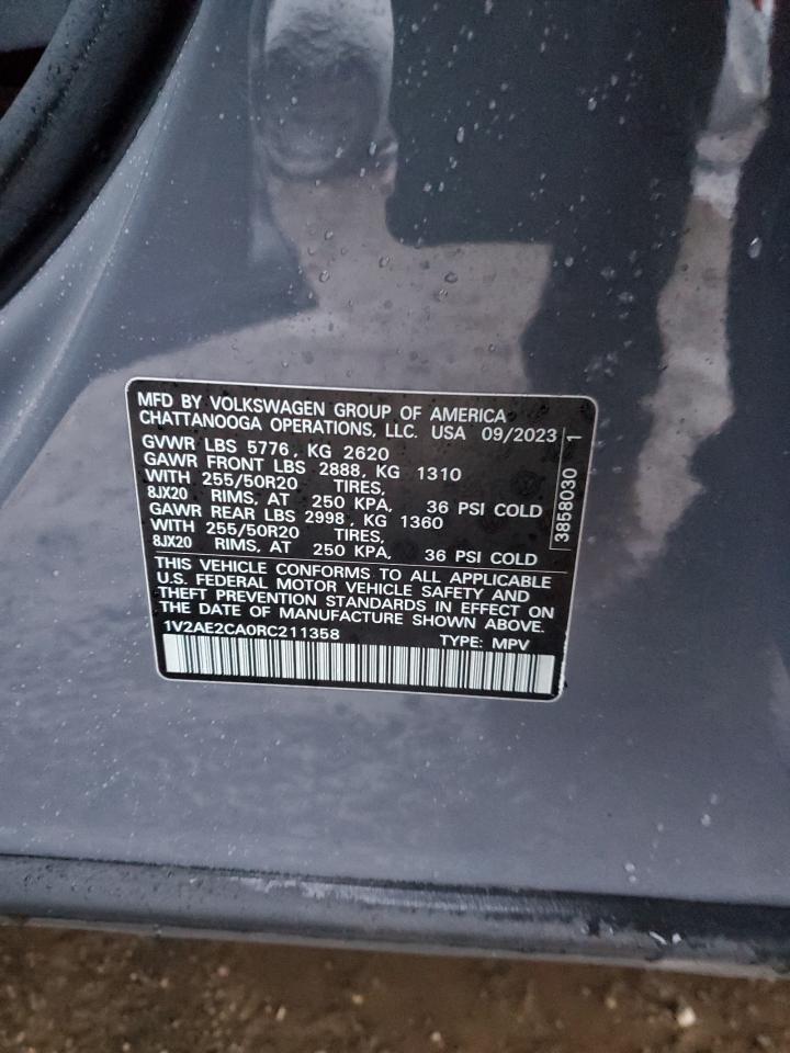 2024 Volkswagen Atlas Cross Sport Sel R-Line VIN: 1V2AE2CA0RC211358 Lot: 81634594