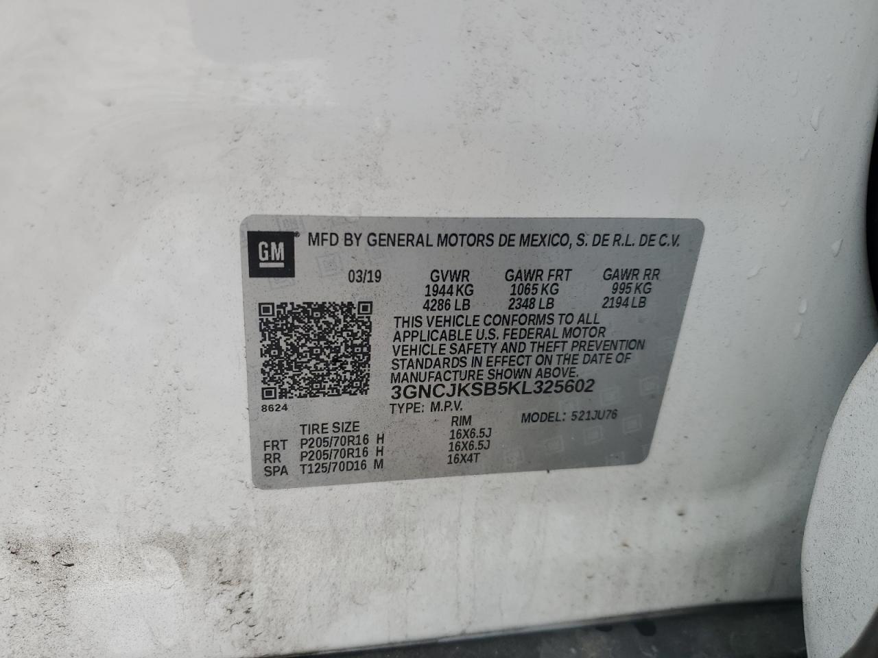 VIN 3GNCJKSB5KL325602 2019 CHEVROLET TRAX no.13