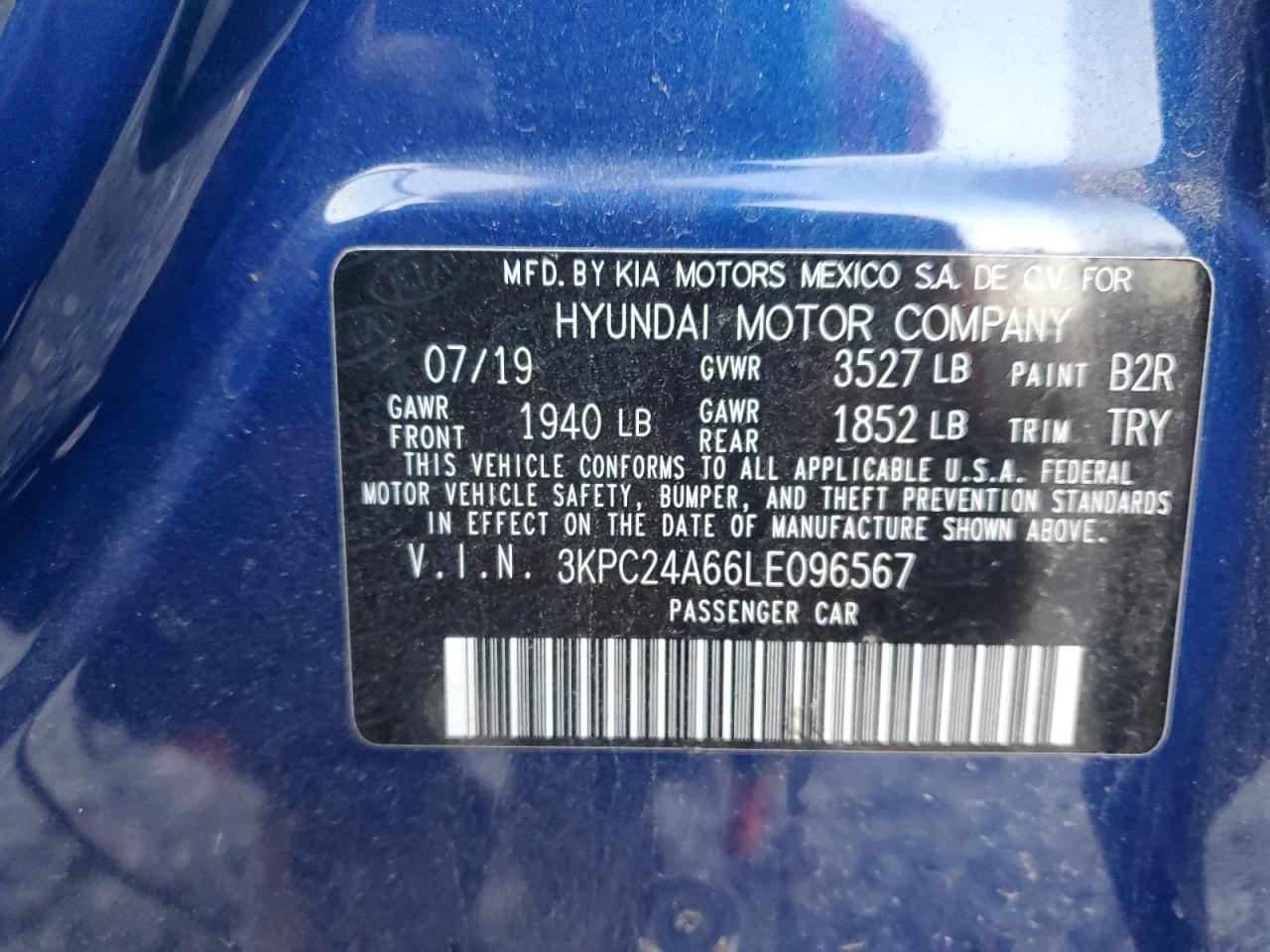 2020 Hyundai Accent Se VIN: 3KPC24A66LE096567 Lot: 80733434