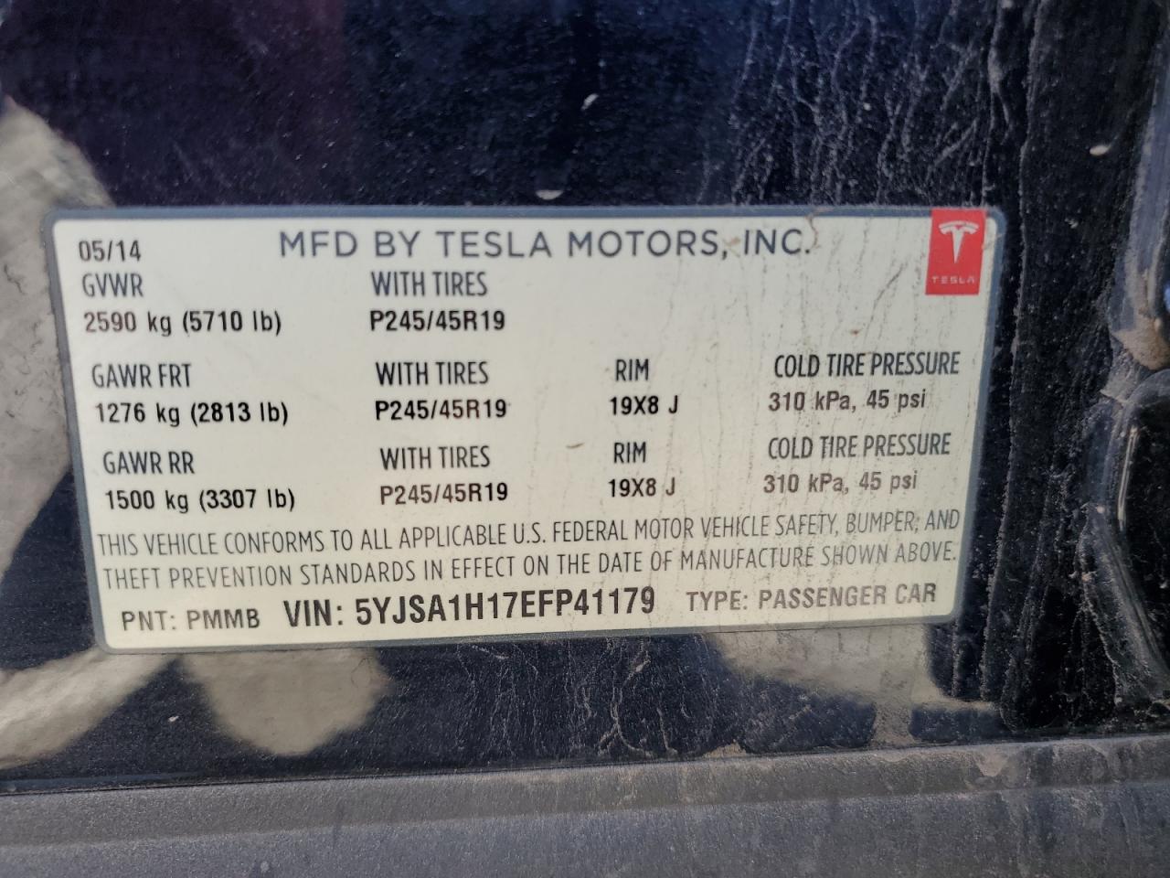 VIN 5YJSA1H17EFP41179 2014 TESLA MODEL S no.12