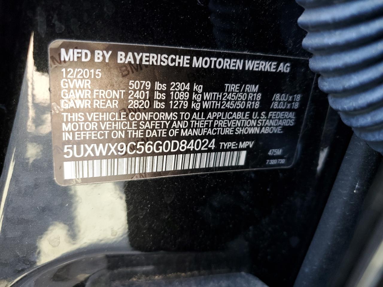 VIN 5UXWX9C56G0D84024 2016 BMW X3 no.13