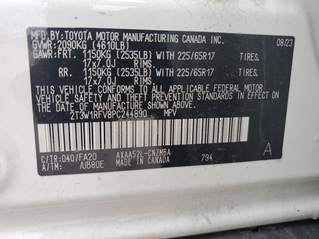 VIN 2T3W1RFV8PC244890 2023 TOYOTA RAV4 no.14