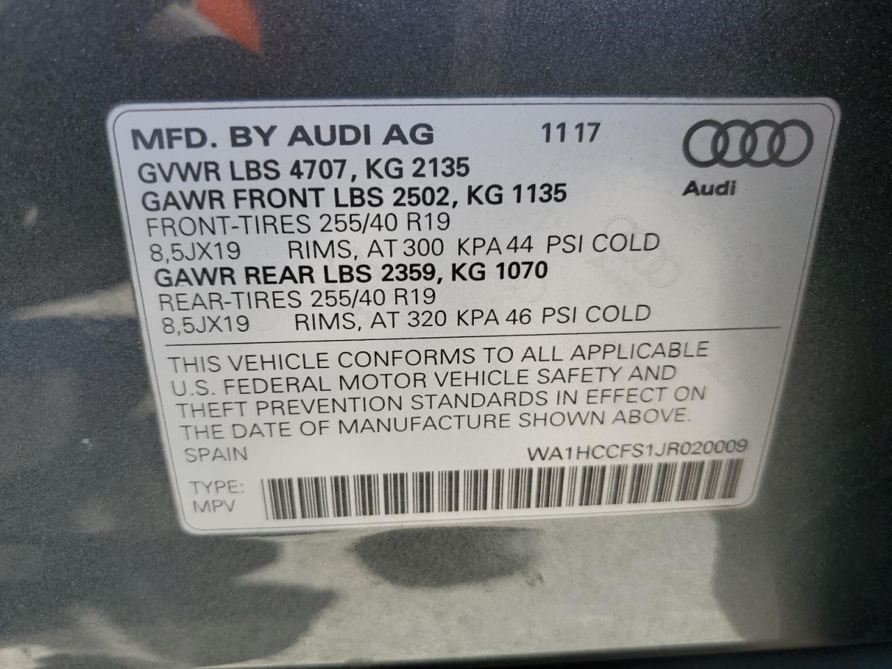 2018 Audi Q3 Premium Plus VIN: WA1HCCFS1JR020009 Lot: 79266714