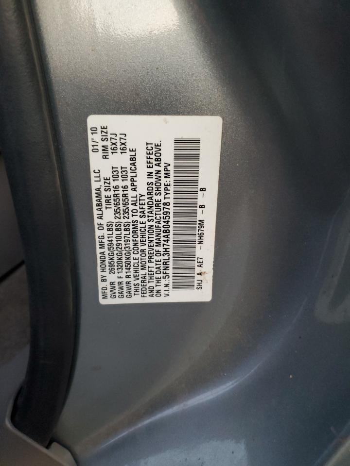 2010 Honda Odyssey Exl VIN: 5FNRL3H74AB045978 Lot: 79912254