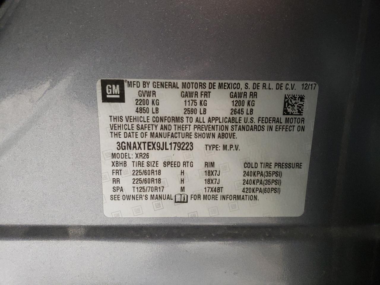 3GNAXTEX9JL179223 2018 CHEVROLET EQUINOX - Image 15