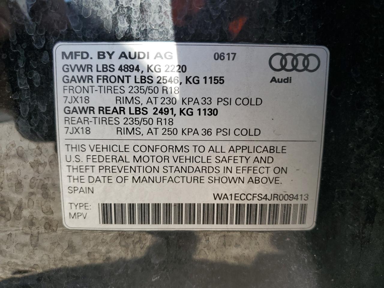 2018 Audi Q3 Premium VIN: WA1ECCFS4JR009413 Lot: 80679624