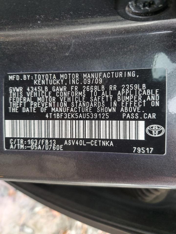 2010 Toyota Camry Base VIN: 4T1BF3EK5AU539125 Lot: 81915974