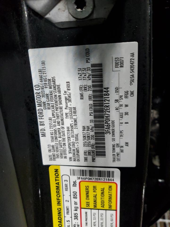 VIN 3FA6P0H72ER121844 2014 FORD FUSION no.12