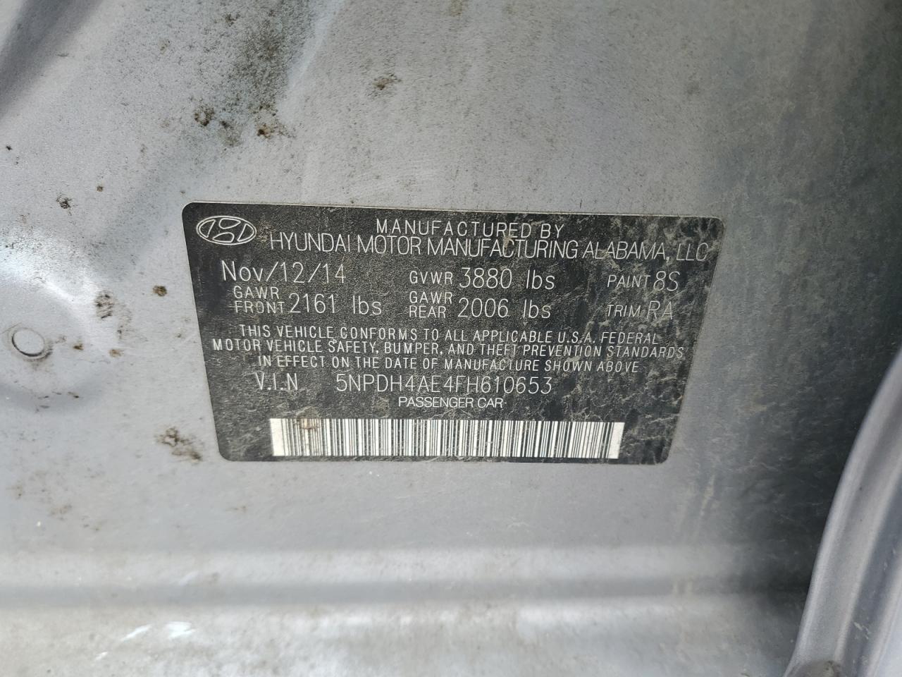 5NPDH4AE4FH610653 2015 HYUNDAI ELANTRA - Image 13