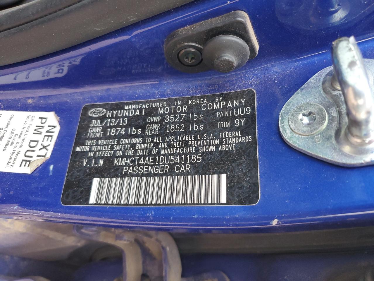 2013 Hyundai Accent Gls VIN: KMHCT4AE1DU541185 Lot: 82135424