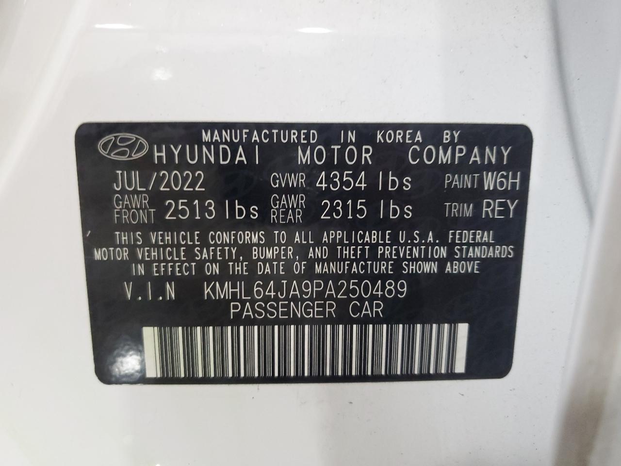 VIN KMHL64JA9PA250489 2023 HYUNDAI SONATA no.12