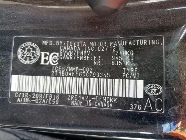 2012 TOYOTA COROLLA BASE