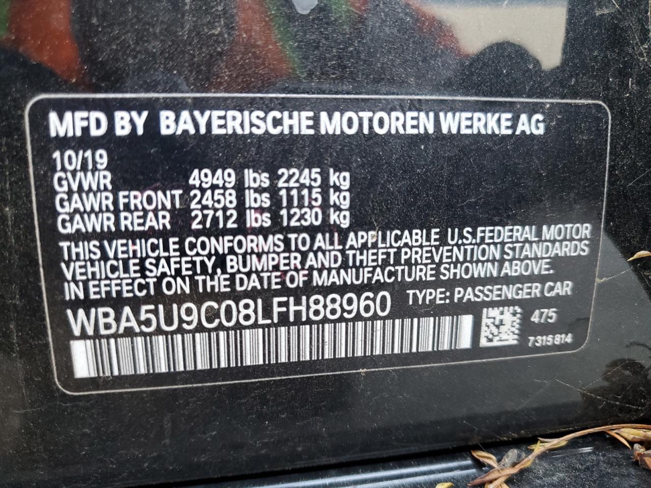 2020 BMW M340Xi VIN: WBA5U9C08LFH88960 Lot: 80092304