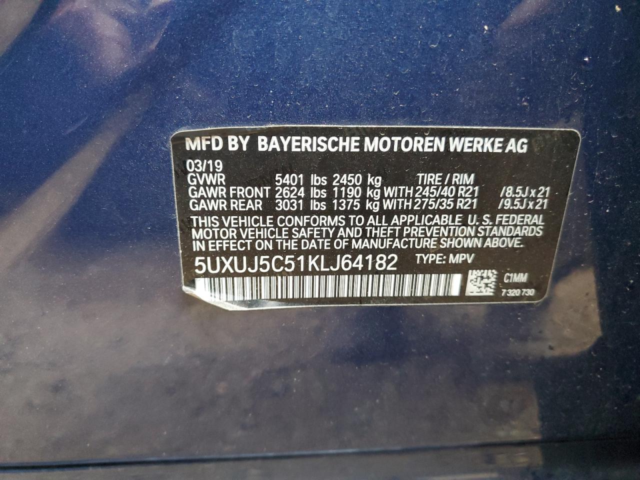 5UXUJ5C51KLJ64182 2019 BMW X4 - Image 13