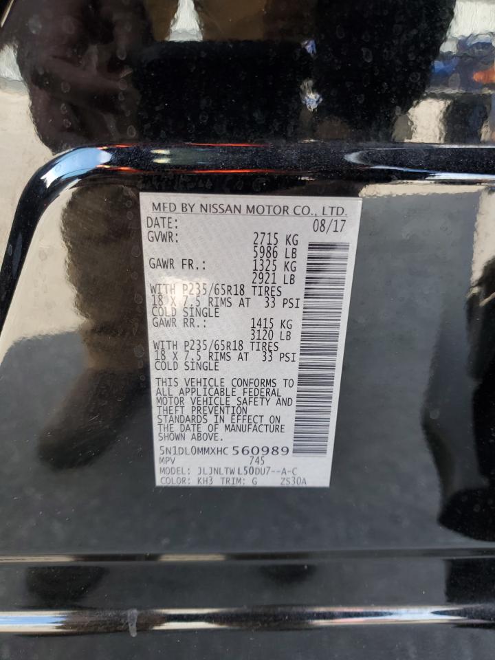 2017 Infiniti Qx60 VIN: 5N1DL0MMXHC560989 Lot: 81586504