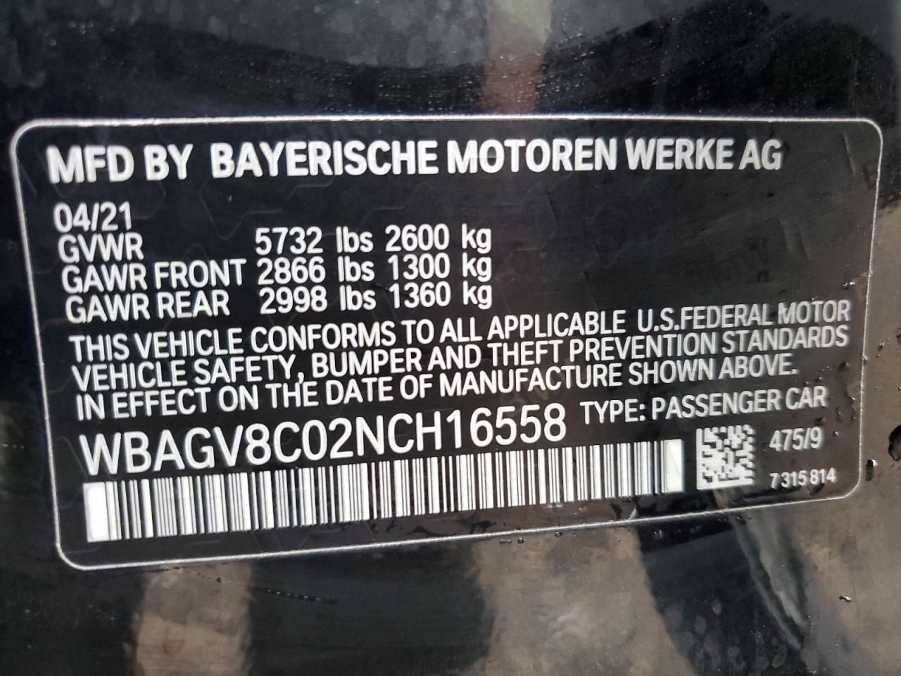 VIN WBAGV8C02NCH16558 2022 BMW M8 no.12