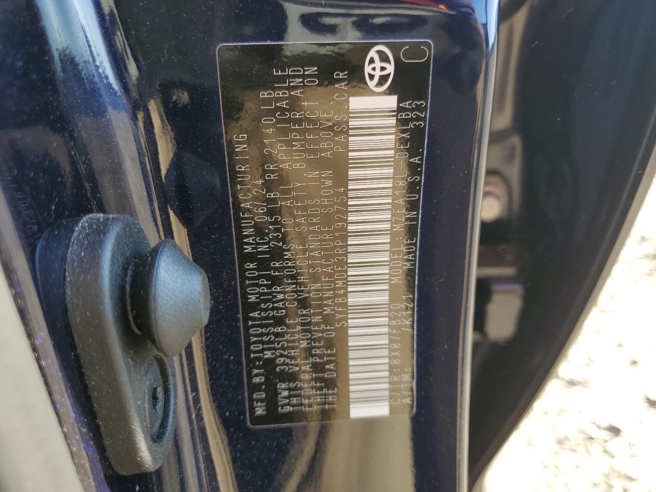 5YFB4MDE3RP192754 2024 TOYOTA COROLLA - Image 12