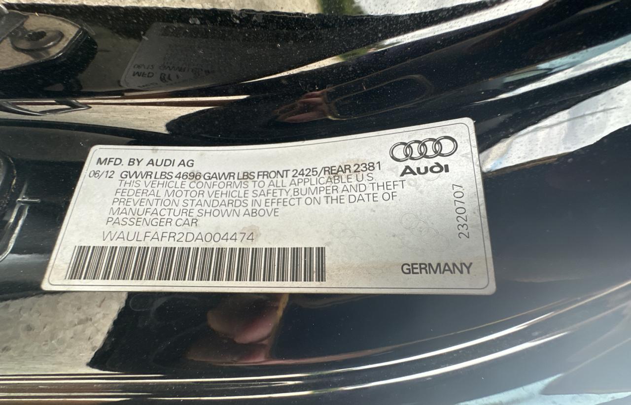 2013 Audi A5 Premium Plus VIN: WAULFAFR2DA004474 Lot: 79323934