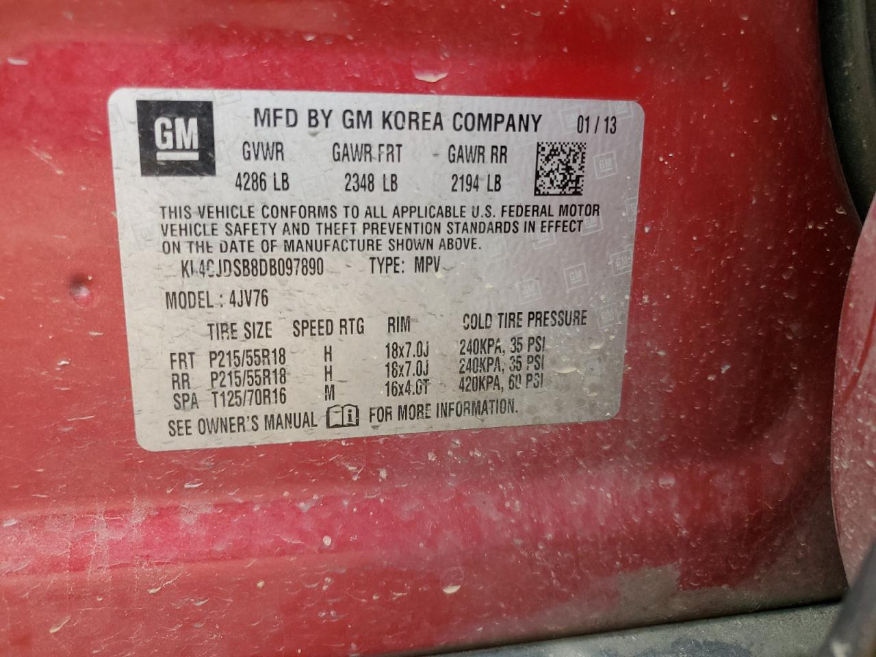 VIN KL4CJDSB8DB097890 2013 BUICK ENCORE no.13