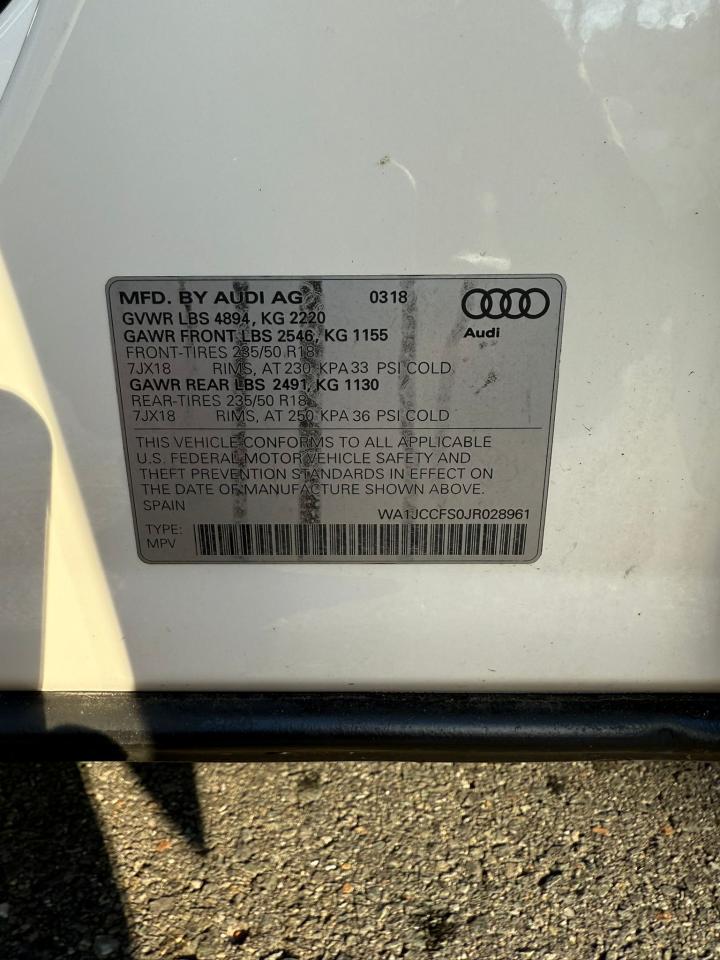 VIN WA1JCCFS0JR028961 2018 AUDI Q3 no.10