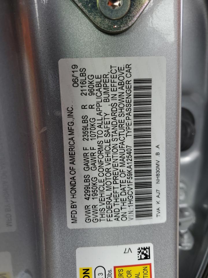 1HGCV1F59KA125407 2019 HONDA ACCORD - Image 12