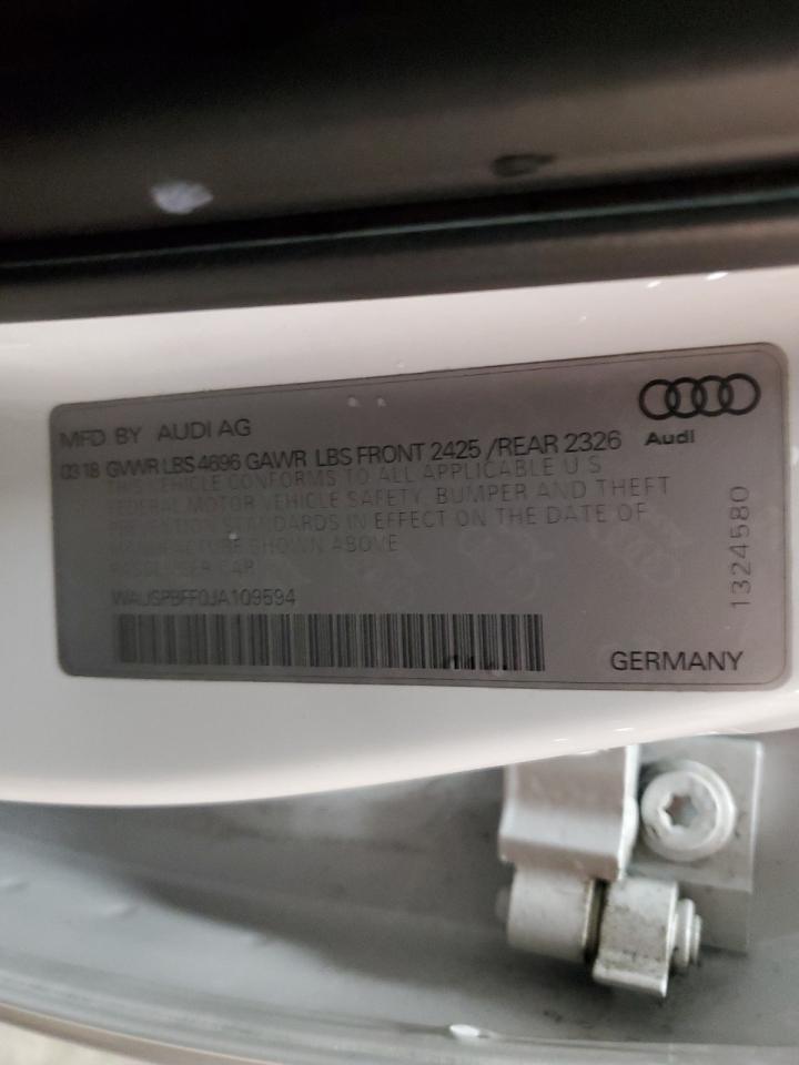 2018 Audi A3 E-Tron Prestige VIN: WAUSPBFF0JA109594 Lot: 79894814