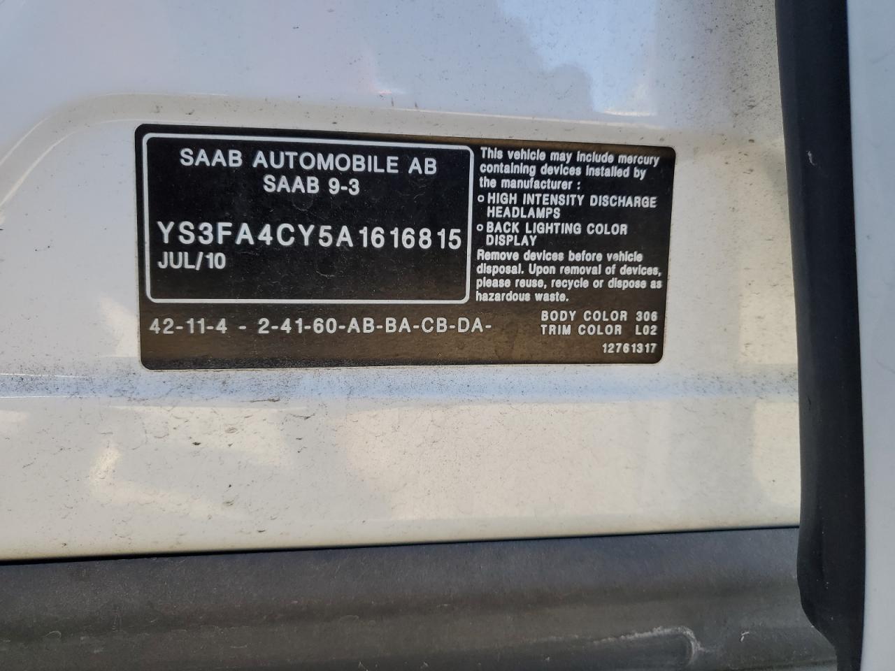 2010 Saab 9-3 - Image 12