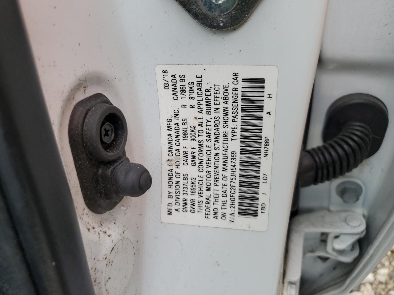 2HGFC2F75JH547359 2018 HONDA CIVIC - Image 12