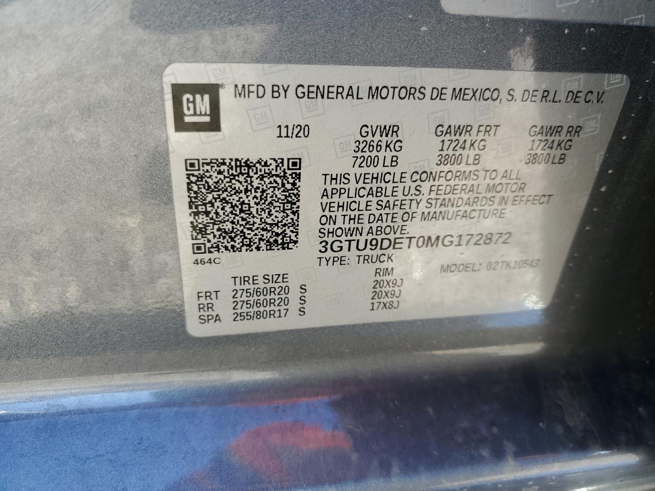 VIN 3GTU9DET0MG172872 2021 GMC SIERRA no.12