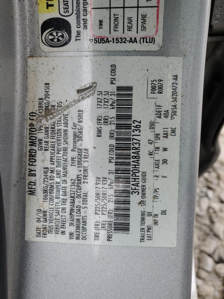 2010 Ford Fusion Se VIN: 3FAHP0HA8AR371362 Lot: 80248454