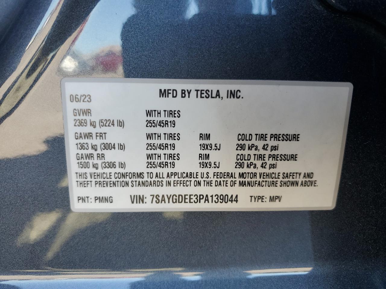 2023 Tesla Model Y VIN: 7SAYGDEE3PA139044 Lot: 79932224