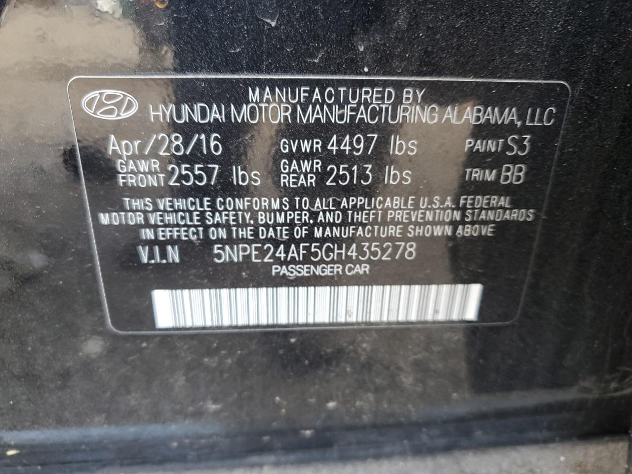 5NPE24AF5GH435278 2016 HYUNDAI SONATA - Image 14