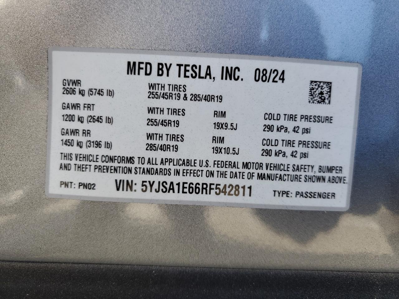 VIN 5YJSA1E66RF542811 2024 TESLA MODEL S no.13