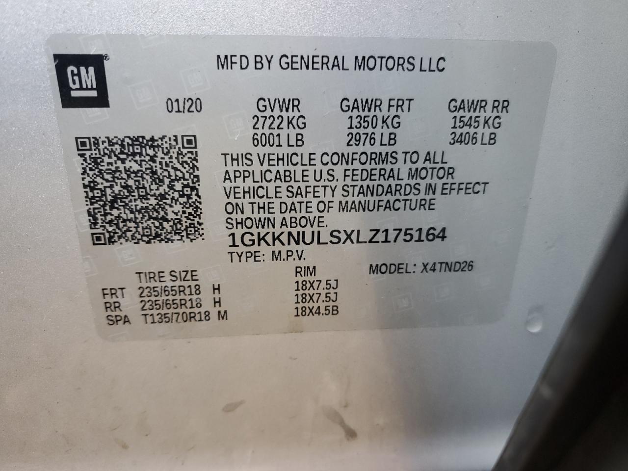 2020 GMC Acadia Slt VIN: 1GKKNULSXLZ175164 Lot: 81120444