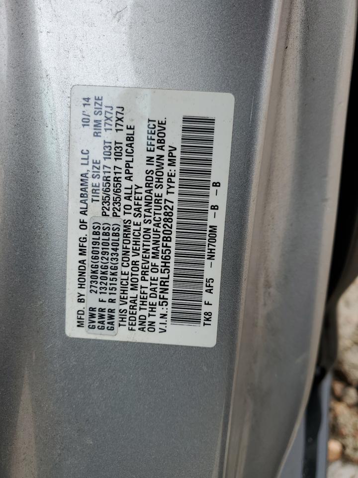 5FNRL5H65FB028827 2015 Honda Odyssey Exl